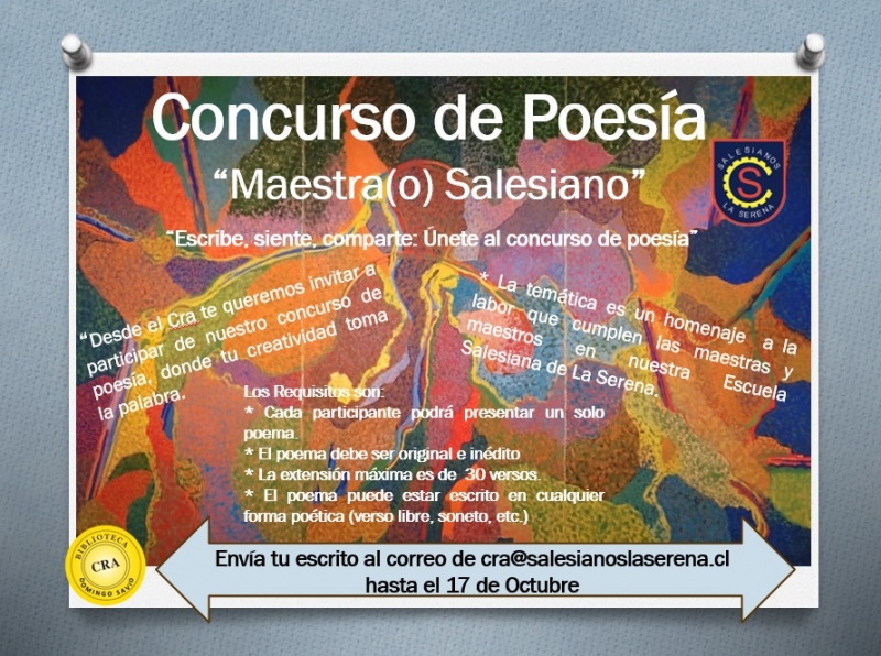 Convocan a Concurso de Poesía "Maestra(o) Salesiano"